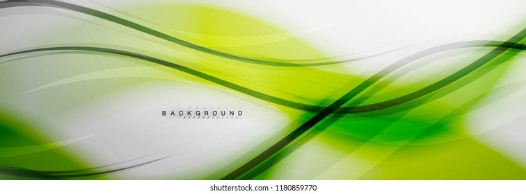 Smooth blur wave background, color flow concept on grey, vector illustration