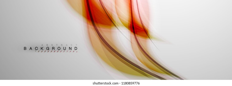 Smooth blur wave background, color flow concept on grey, vector illustration