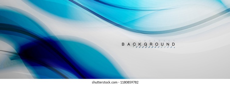 Smooth blur wave background, color flow concept on grey, vector illustration