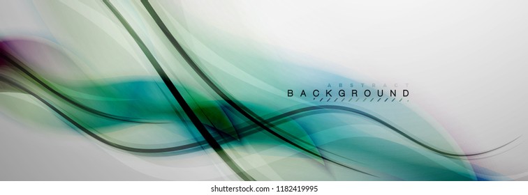 Smooth blur wave background, color flow concept on grey, vector illustration