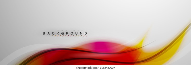 Smooth blur wave background, color flow concept on grey, vector illustration