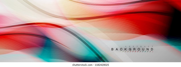 Smooth blur wave background, color flow concept on grey, vector illustration