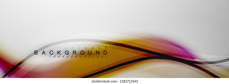 Smooth blur wave background, color flow concept on grey, vector illustration