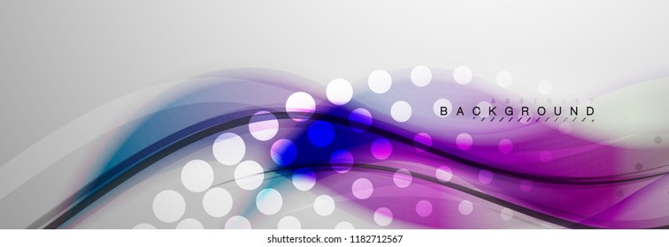 Smooth blur wave background, color flow concept on grey, vector illustration