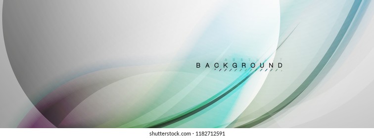 Smooth blur wave background, color flow concept on grey, vector illustration