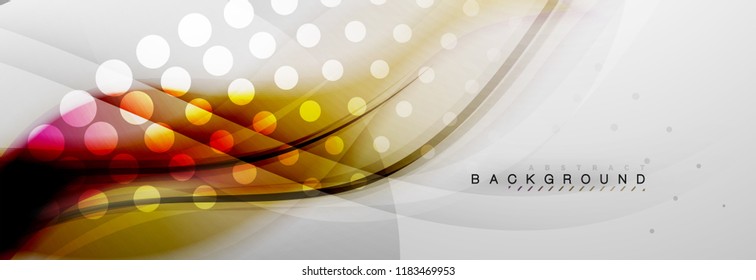 Smooth blur wave background, color flow concept on grey, vector illustration