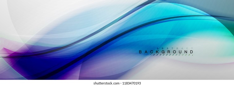 Smooth blur wave background, color flow concept on grey, vector illustration