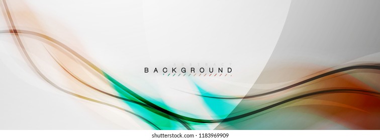 Smooth blur wave background, color flow concept on grey, vector illustration