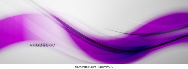 Smooth blur wave background, color flow concept on grey, vector illustration