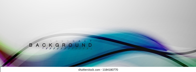 Smooth blur wave background, color flow concept on grey, vector illustration