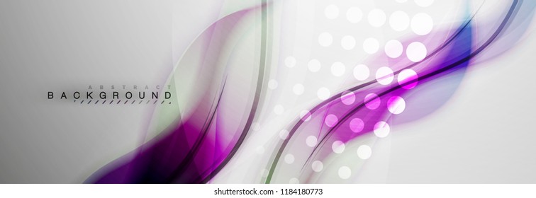 Smooth blur wave background, color flow concept on grey, vector illustration