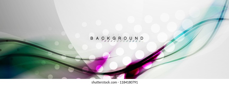 Smooth blur wave background, color flow concept on grey, vector illustration