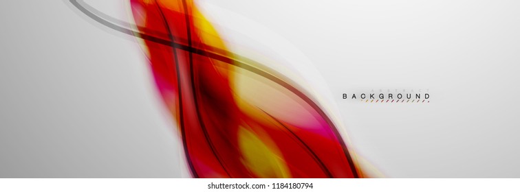Smooth blur wave background, color flow concept on grey, vector illustration