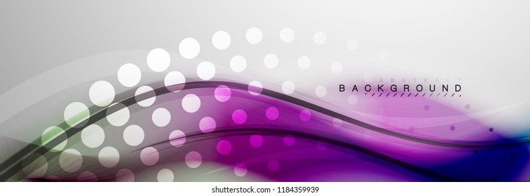Smooth blur wave background, color flow concept on grey, vector illustration