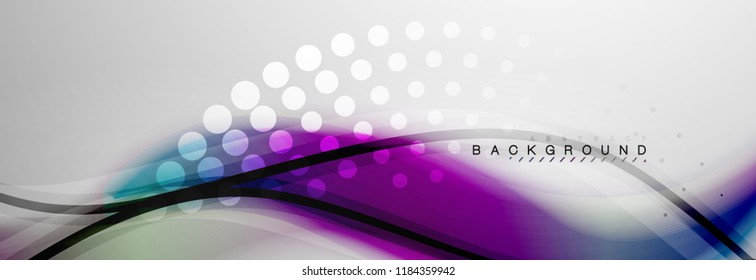 Smooth blur wave background, color flow concept on grey, vector illustration