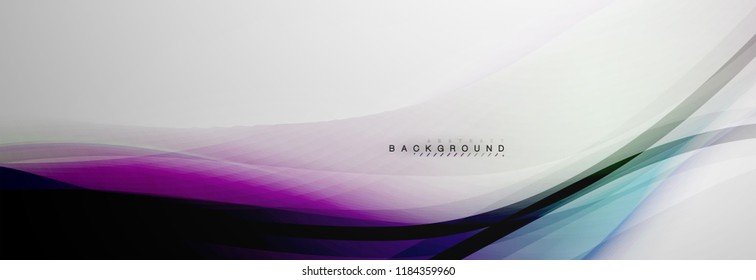Smooth blur wave background, color flow concept on grey, vector illustration