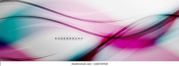Smooth blur wave background, color flow concept on grey, vector illustration