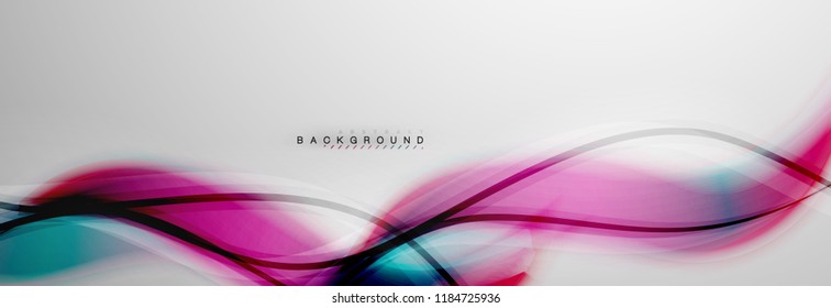 Smooth blur wave background, color flow concept on grey, vector illustration