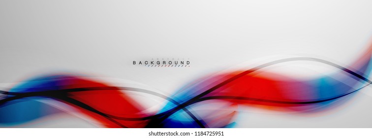 Smooth blur wave background, color flow concept on grey, vector illustration