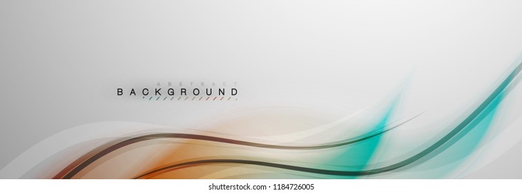 Smooth blur wave background, color flow concept on grey, vector illustration