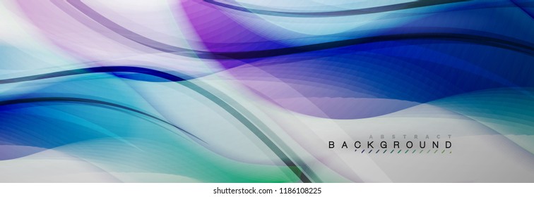 Smooth blur wave background, color flow concept on grey, vector illustration