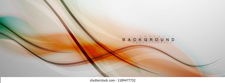 Smooth blur wave background, color flow concept on grey, vector illustration
