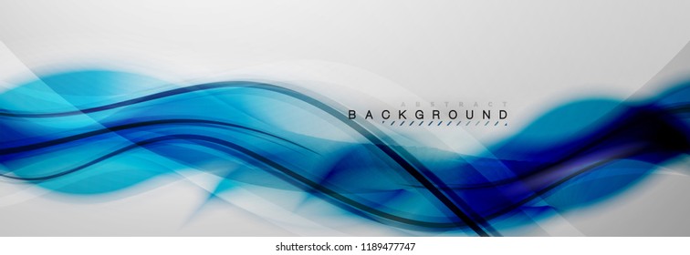 Smooth blur wave background, color flow concept on grey, vector illustration