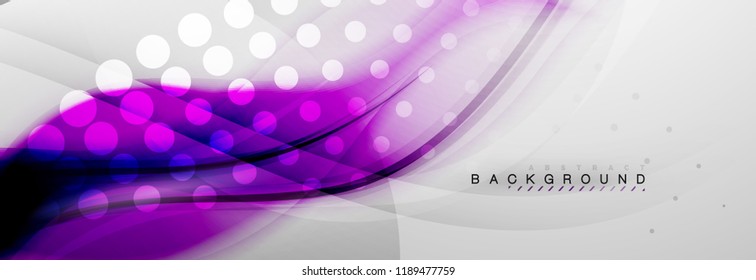 Smooth blur wave background, color flow concept on grey, vector illustration