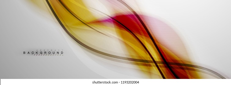 Smooth blur wave background, color flow concept on grey, vector illustration