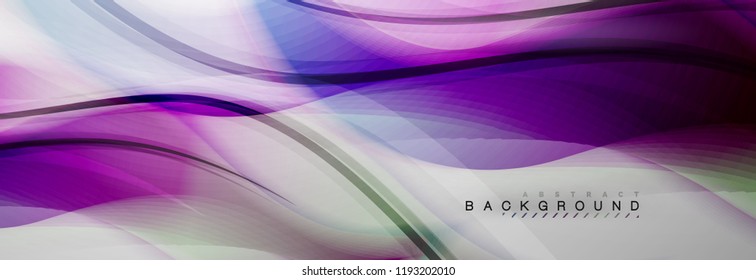 Smooth blur wave background, color flow concept on grey, vector illustration