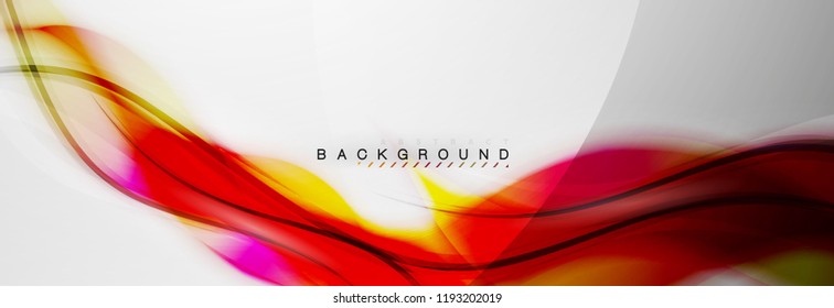 Smooth blur wave background, color flow concept on grey, vector illustration