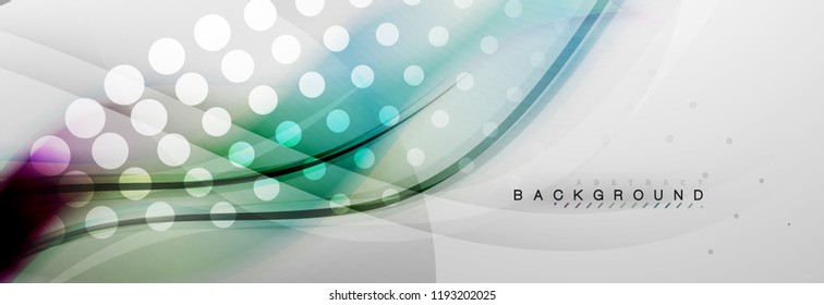 Smooth blur wave background, color flow concept on grey, vector illustration