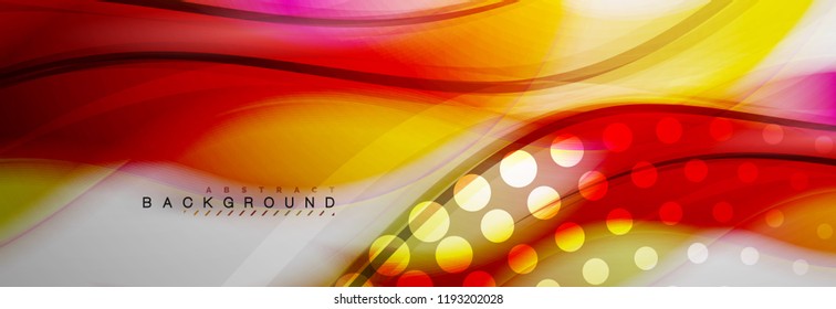 Smooth blur wave background, color flow concept on grey, vector illustration