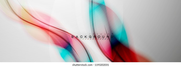 Smooth blur wave background, color flow concept on grey, vector illustration