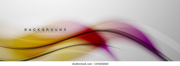 Smooth blur wave background, color flow concept on grey, vector illustration