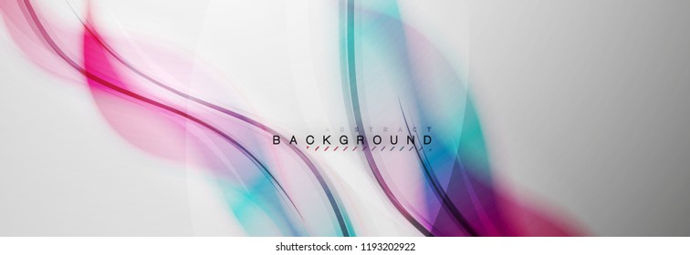 Smooth blur wave background, color flow concept on grey, vector illustration
