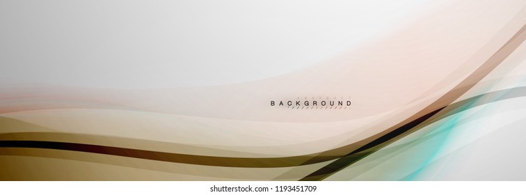Smooth blur wave background, color flow concept on grey, vector illustration
