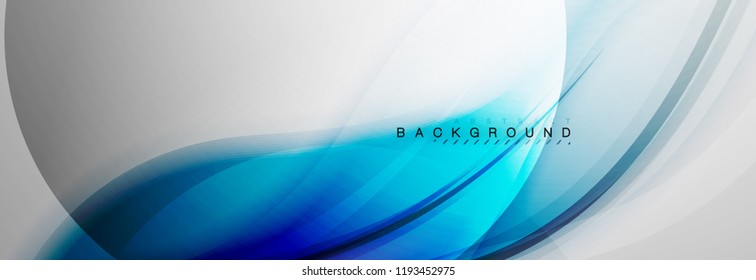 Smooth blur wave background, color flow concept on grey, vector illustration