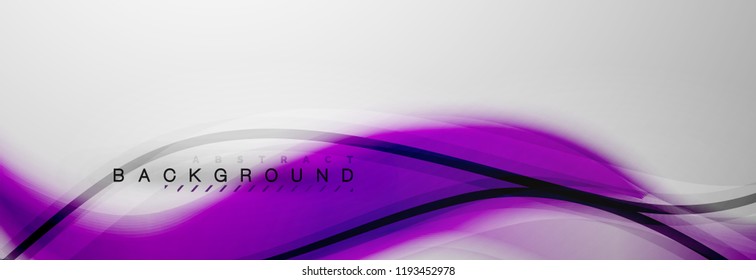 Smooth blur wave background, color flow concept on grey, vector illustration