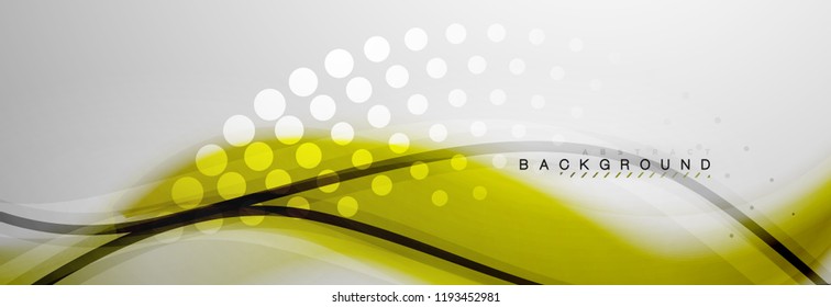Smooth blur wave background, color flow concept on grey, vector illustration