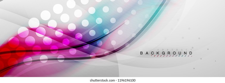 Smooth blur wave background, color flow concept on grey, vector illustration