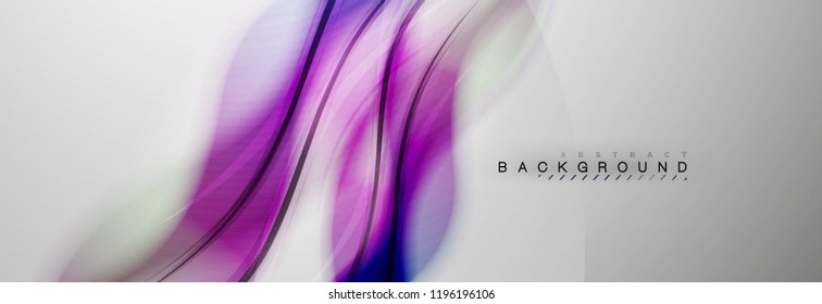 Smooth blur wave background, color flow concept on grey, vector illustration