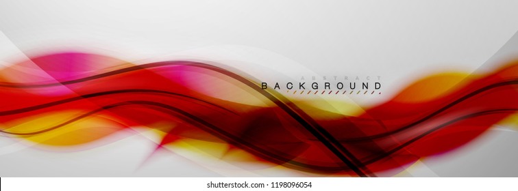 Smooth blur wave background, color flow concept on grey, vector illustration