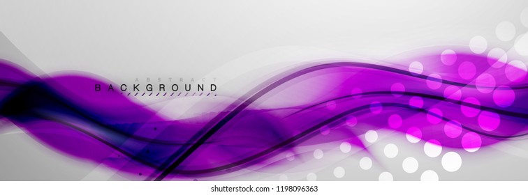 Smooth blur wave background, color flow concept on grey, vector illustration