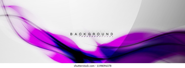 Smooth blur wave background, color flow concept on grey, vector illustration