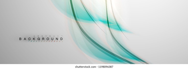 Smooth blur wave background, color flow concept on grey, vector illustration