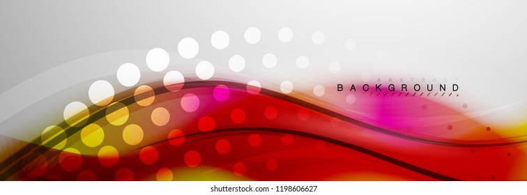 Smooth blur wave background, color flow concept on grey, vector illustration