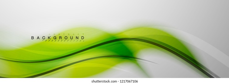 Smooth blur wave background, color flow concept on grey, vector illustration