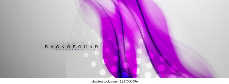 Smooth blur wave background, color flow concept on grey, vector illustration