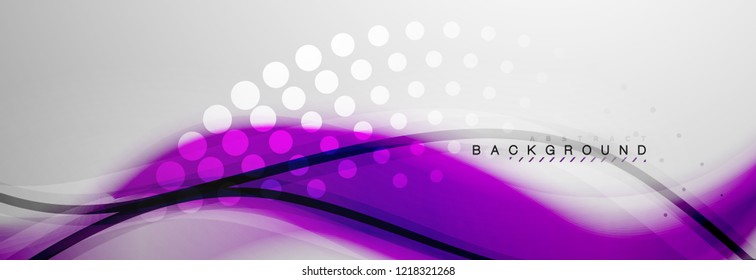 Smooth blur wave background, color flow concept on grey, vector illustration